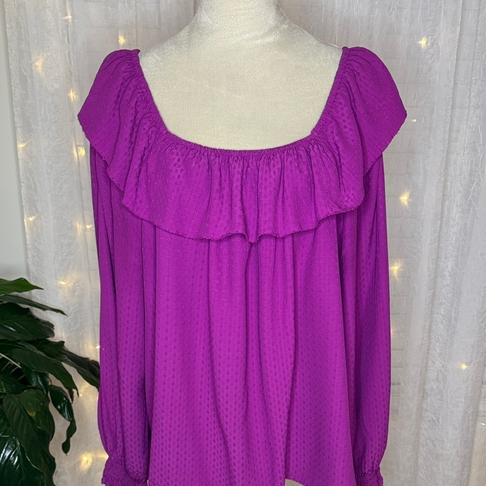 Knox Rose Magenta Ruffle Blouse